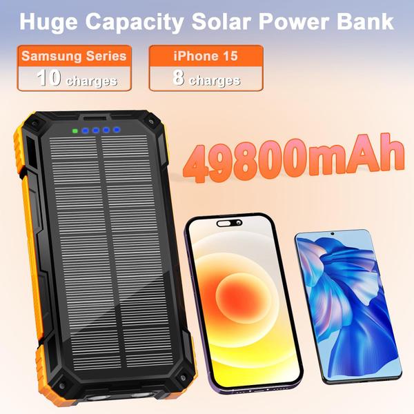 Imagem de Carregador solar Power Bank WONGKUO 49800mAh com USB-C e lanterna