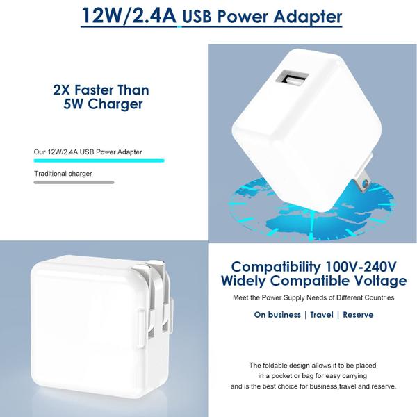 Imagem de Carregador StinkLight Carregador de parede USB de 12 W para iPad/iPhone com cabo de 10 pés