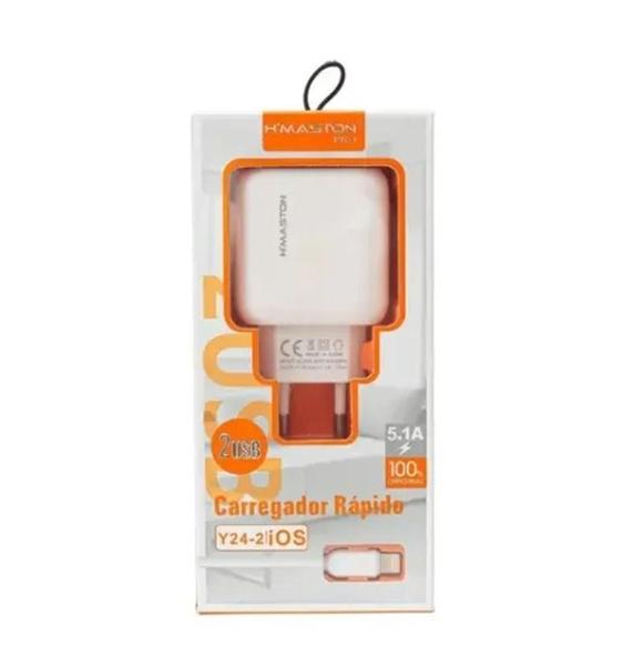 Imagem de Carregador Super Acelerado Turbo 5.1 Duas Entradas Usb + Cabo Ios - Max Cell