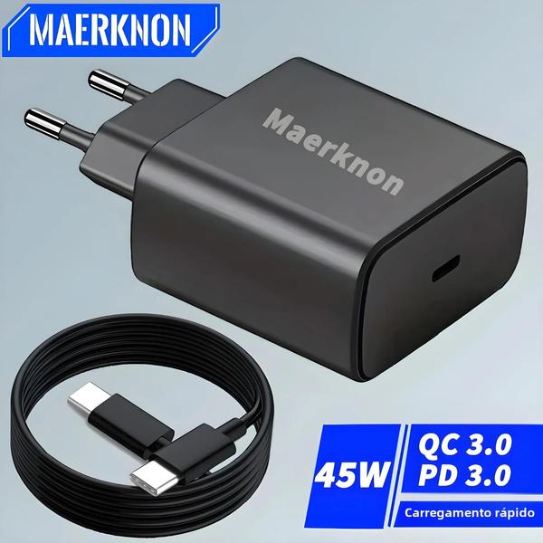 Imagem de Carregador Super Rápido PD USB C De 45 W Carga Rápida 3.0 Com Cabo Tipo C De 3,28 Pés Para iPhone