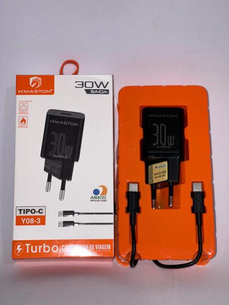 Imagem de Carregador Super Turbo Usb-c + Cabo Tipo C 30w preto/branco