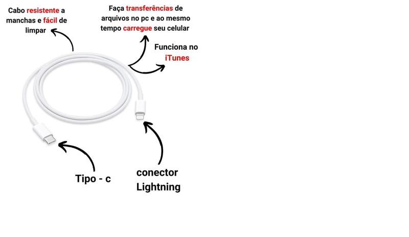 Imagem de Carregador Turbo 20W + Cabo Lightning para USB-C Compatível Iphone 11 12 13 Pro Max X XR XS - Power Adapter