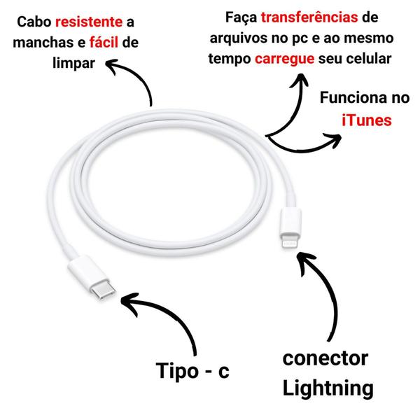 Imagem de Carregador Turbo 20W + Cabo para USB-C Compatível com Iphone 11 12 13 14 Max X XR XS