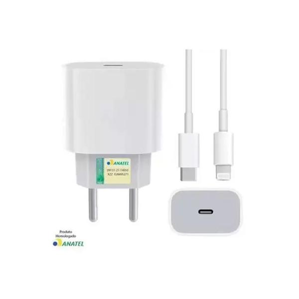 Carregador Turbo 20W + Cabo USB 1MT Lightining Compativel Todos iPhone - Hrebos Imagem de Carregador Turbo 20W + Cabo USB 1MT Lightining Compativel Todos iPhone