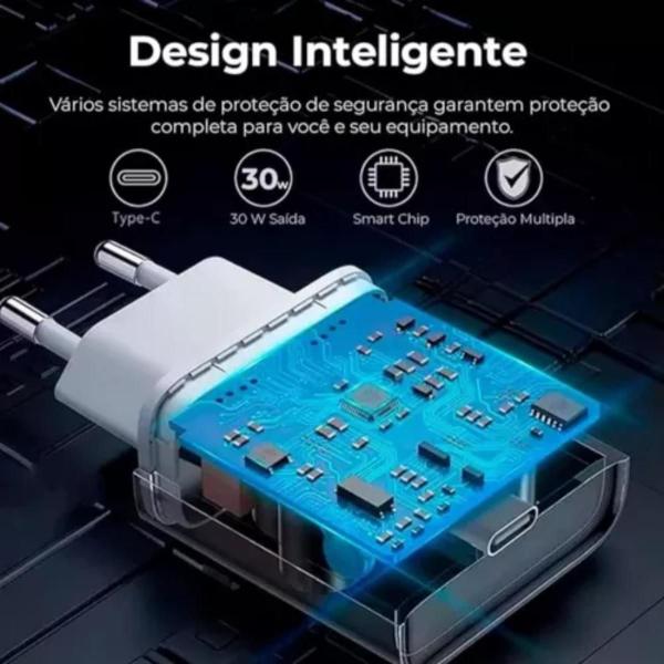 Imagem de Carregador Turbo 30w Tipo C compativel Samsung Motorola Xiaomi LG