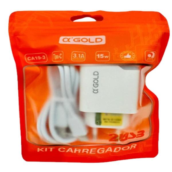 Imagem de Carregador Turbo 5.1a A'Gold Com 2 Entradas Usb - C CA19-3