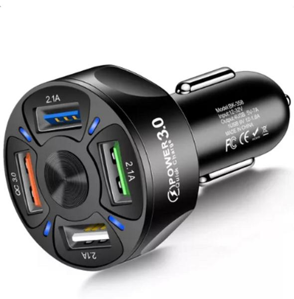 Imagem de Carregador Turbo 55w PD Tipo C Veicular Compativel QCC-006/le-407(car)