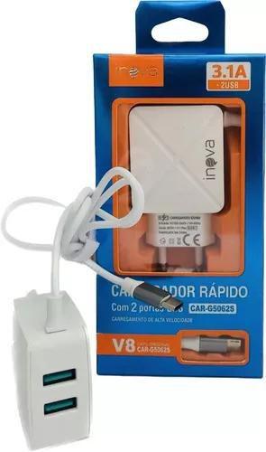 Imagem de Carregador Turbo Cabo Micro USB V8 Android 2Usb 3.1a Inova