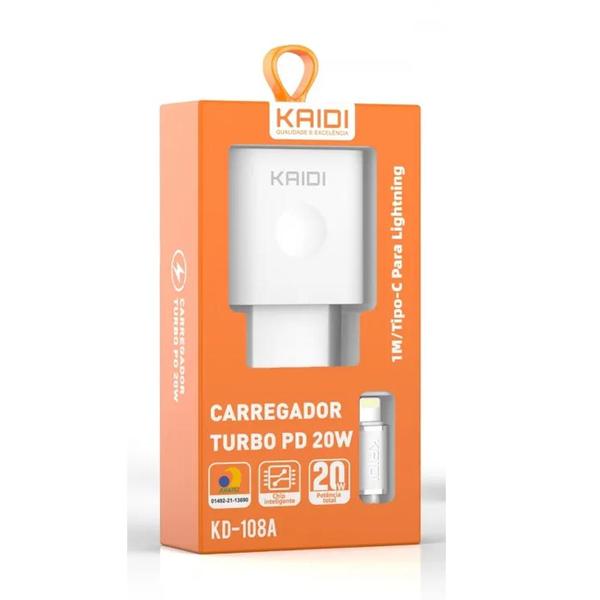 Imagem de Carregador Turbo Dual Tipo-C para Lightning KD-108A - Kaidi 20W