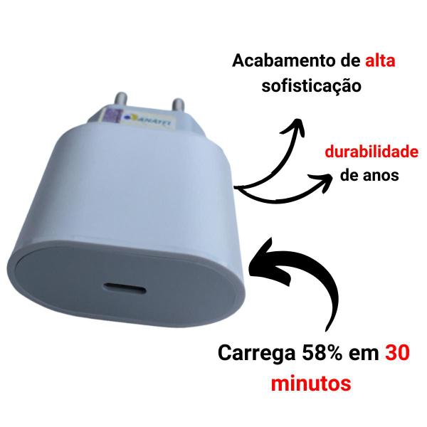 Imagem de Carregador Turbo Fonte 20w USB-C+ Cabo agold Compatível com iphone 11 12 13 14 Max X XR XS