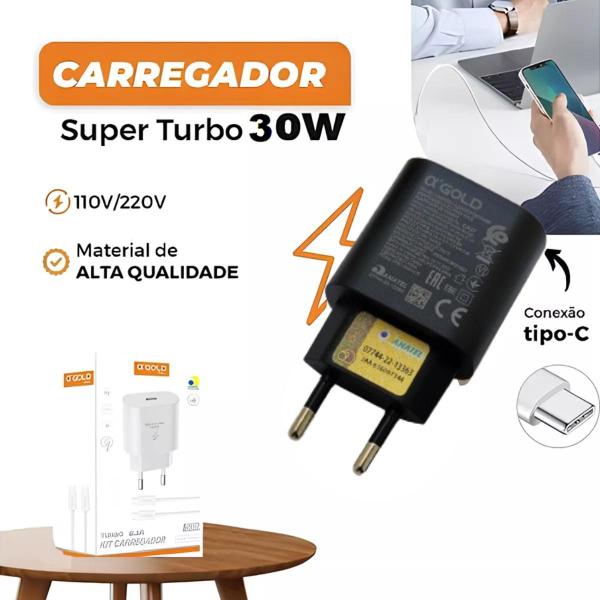 Imagem de Carregador Turbo PD Super Rapido 30w Para Samsung Galaxy Todos Modelos Tipo C A04e A14 A22 A54 S21 Fe S22 S23 S24 Ultra Cabo Blindado Premium