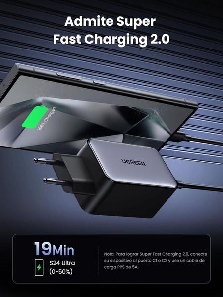 Imagem de Carregador UGREEN Nexode 65W ( 4 em 1 ) GaNInfinity 3xUSB C e 1xUSB A suporta PD QC4+ Galaxy 45W 25W