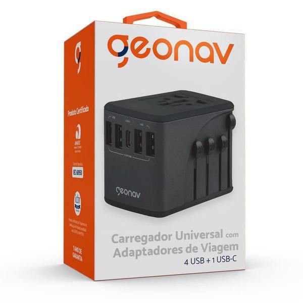 Imagem de Carregador Universal Viagem 4 Usb + 1 Usb-C Tlch65Bk Geonav