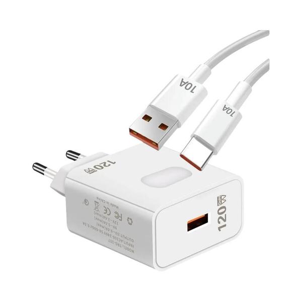 Imagem de Carregador USB 120W com Quick Charge 3.0 - Cabo USB-C para iPhone, Huawei, Samsung e Xiaomi