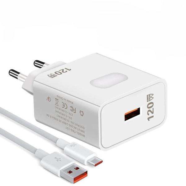 Imagem de Carregador USB 120W com Quick Charge 3.0 - Cabo USB-C para iPhone, Huawei, Samsung e Xiaomi