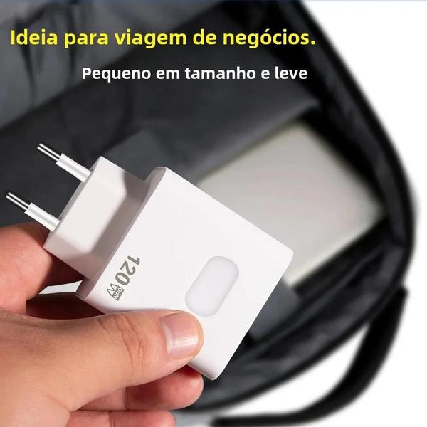 Imagem de Carregador USB 120W com Quick Charge 3.0 - Cabo USB-C para iPhone, Huawei, Samsung e Xiaomi