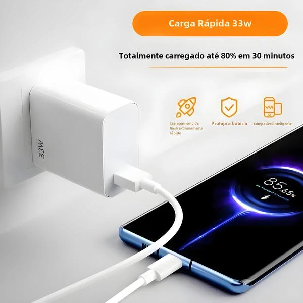 Imagem de Carregador USB 33W com Carga Rápida 3.0 - Compatível com iPhone 15 e Xiaomi 14