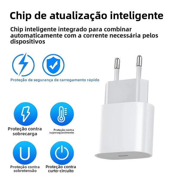 Imagem de Carregador USB C Rápido De 30 W Para iPhone 8 14 plus 13 12 11 pro XS Max XR X SE Com Cabo De 1 M