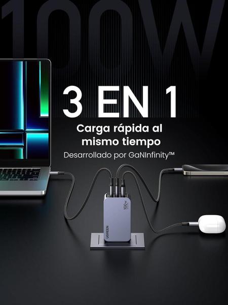 Imagem de Carregador Usb C Rápido Ugreen Nexode Pro 100W Gan (Cinza)