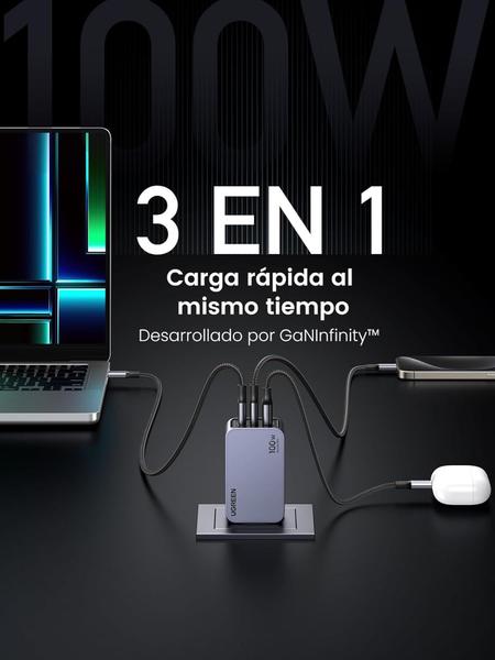 Imagem de Carregador USB C rápido UGREEN Nexode Pro 100W GaN PD ( Chip GaNIninfinity ) suporta 65W 45W 25W 20W