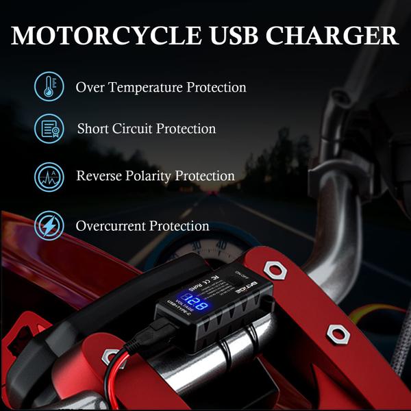 Imagem de Carregador USB de motocicleta BATIGE SAE para USB tipo C e QC 3.0