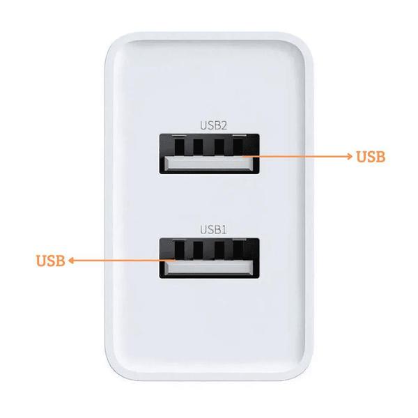 Imagem de Carregador Usb Duplo Rápido Para i P h o n e  6 7 8 X 11 12 13 + Cabo 1M