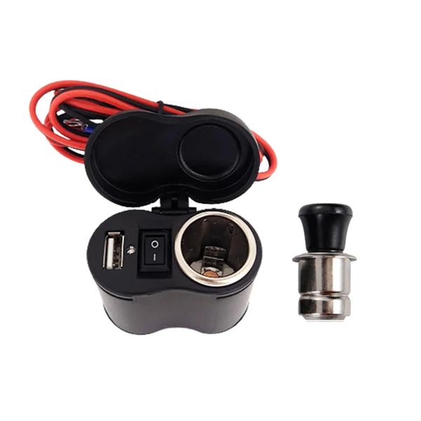 Imagem de Carregador USB Para Celular e GPS Com Acendedor Para Moto e Bicicleta Elétrica RJ18