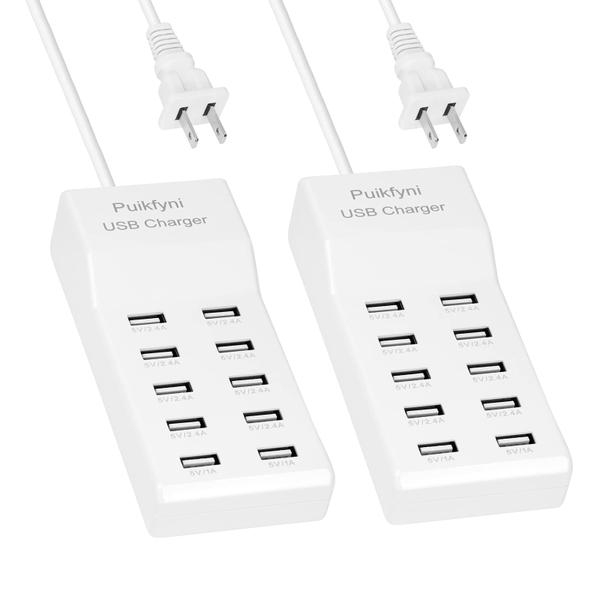 Imagem de Carregador USB Puikfyni Carregador rápido USB de mesa de 10 portas