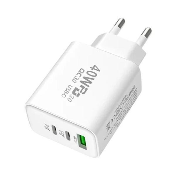 Imagem de Carregador USB Rápido 60W 3 Portas - Adaptador de Parede para iPhone 14/13, Xiaomi e Huawei