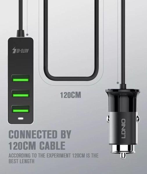 Imagem de Carregador Veicular 4 usb e 3 portas dedicadas ao passageiro - Basike