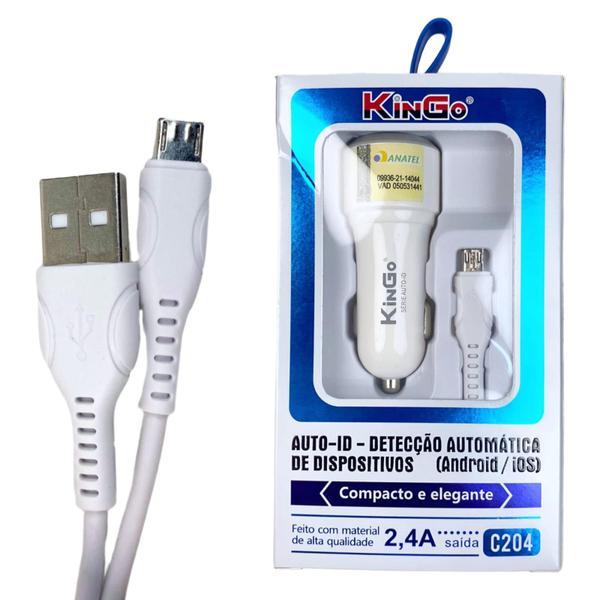 Imagem de Carregador Veicular Kingo Micro USB V8 Com Duas Entradas USB