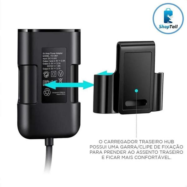 Imagem de Carregador Veicular Turbo 36W 4 Saídas Usb Cabo 1.8 Mestos Homologação: 20541309203