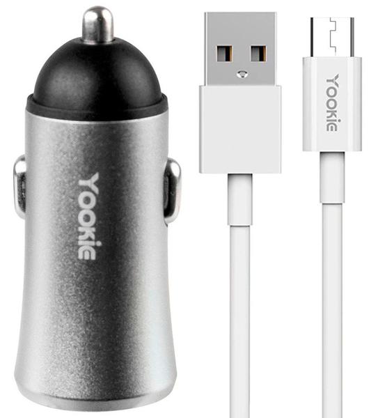 Imagem de Carregador Veicular Yookie PC1 Dual 12W Micro-USB - Prata