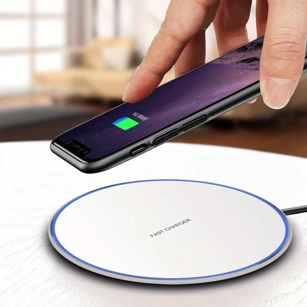 Imagem de Carregador Wireless Induçao Qi Ultrafino Slim Potente IOS Android Celular Smartphone Sem Fio Sofisticado Estante Mesa