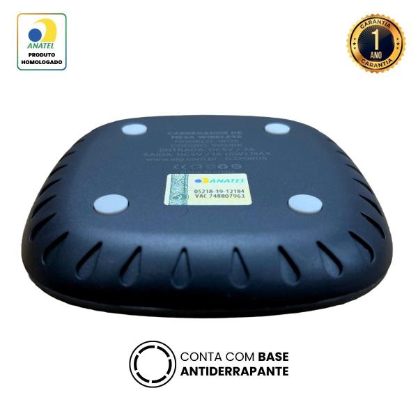 Imagem de Carregador Wireless Qi por Indução ELG Antiderrapante Preto