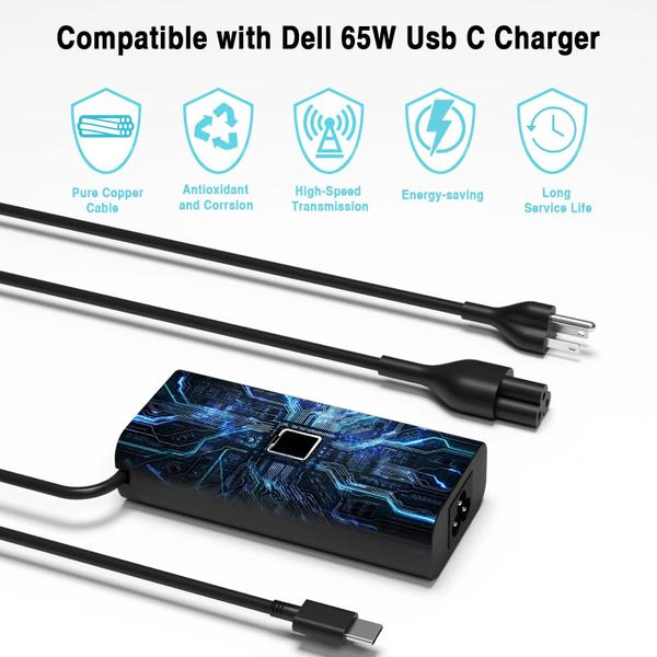 Imagem de Carregador YBRUZRUB 65W 45W USB C para Dell Latitude 5520 5420