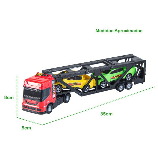 Imagem de Carreta Cegonheira C/ 2 Carrinhos Pick-Ups Infantil Brinquedo Interativo Diversão