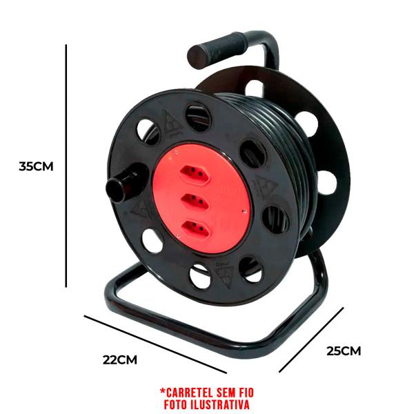 Imagem de Carretel Com 3 Tomadas para Extensão Eletrica Até 40m Tripolar 3x2.5mm