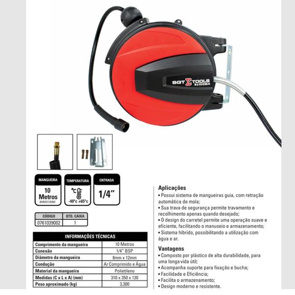 Imagem de Carretel Enrolador Mangueira De Ar Comprimido Sigma Sgt-9002