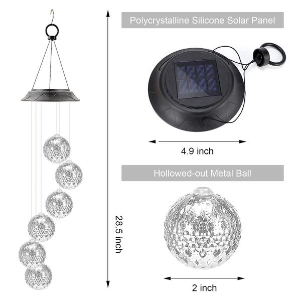 Imagem de Carrilhões Solares Coloridos, Bola Metálica Hoca