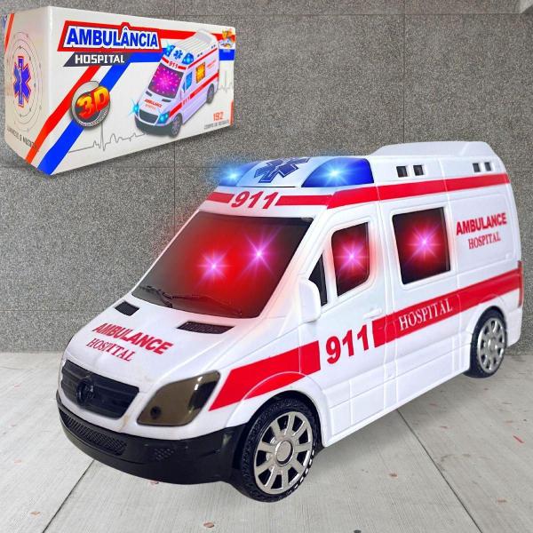 Imagem de Carrinho Ambulância c/ Sirene, Som e Luz - Resgate