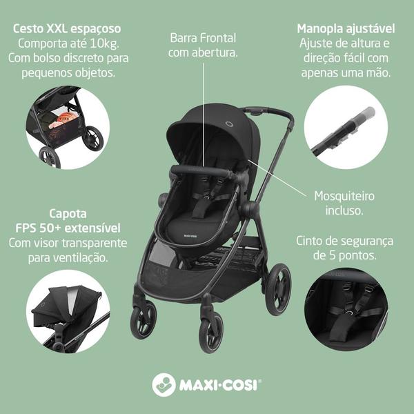 Imagem de Carrinho Anna³ cor Black com Bebê Conforto e Base Maxi Cosi