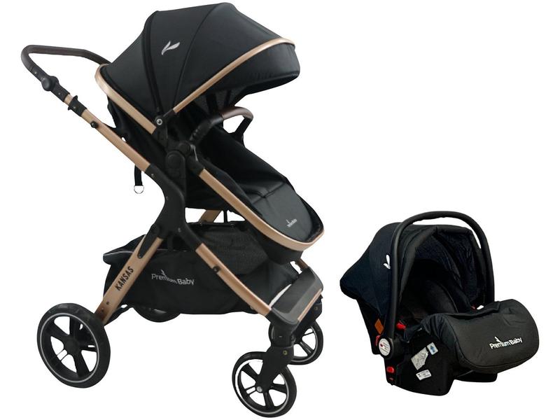 Carrinho Bebê Conforto +base Kansas Premium Baby Gold Black