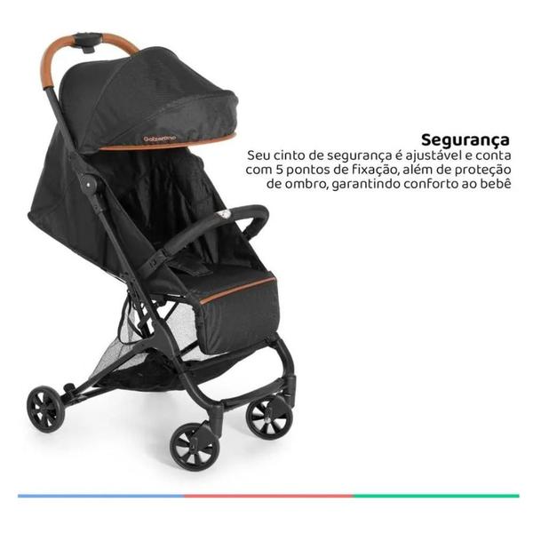 Imagem de Carrinho Bebê Galzerano Nico Preto Camel Acopla Bebê conforto