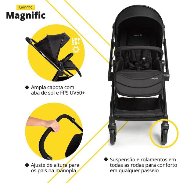 Imagem de Carrinho Bebê Safety 1St Magnific 3 Em 1 Berço Passeio Bebê