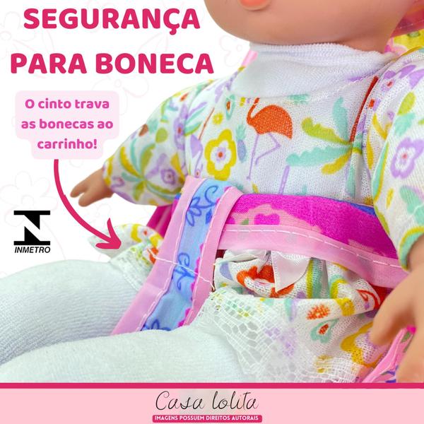 Imagem de Carrinho + Boneca Brinquedo Rosa Bebe Menina Reborn Infantil