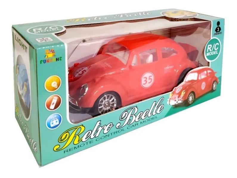 Carrinho Brinquedo Fusquinha De Controle Remoto Infantil Acende Farol (Vermelho) - DM TOYS Imagem de Carrinho Brinquedo Fusquinha De Controle Remoto Infantil Acende Farol (Vermelho)