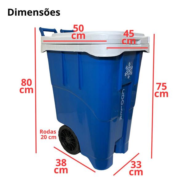 Imagem de Carrinho Caixa Cooler Termico Com Rodas Antares 63 Litros