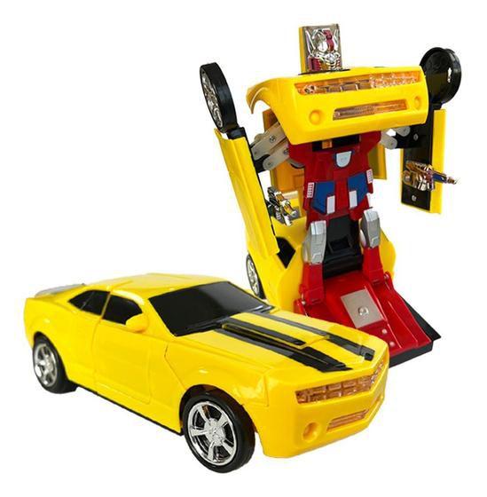 Imagem de Carrinho Camaro Transformers Vira Robô Luz Som Bate Volta (amarelo)