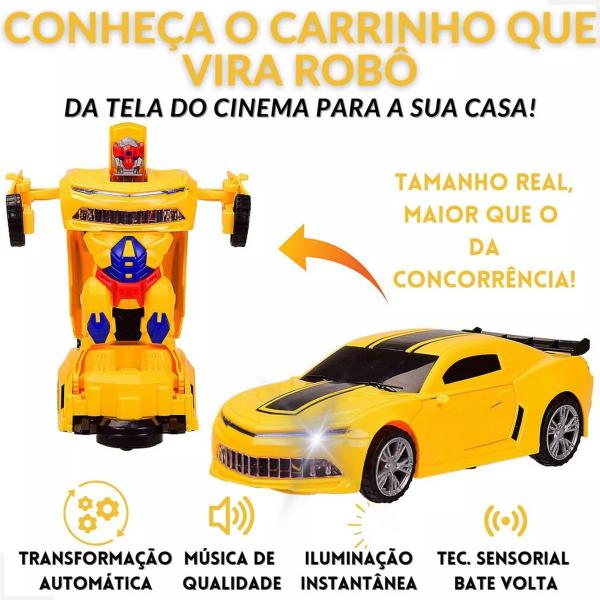 Carrinho Camaro Vira Robô Luz Som Bate Volta Super Divertido - ATENA Imagem de Carrinho Camaro Vira Robô Luz Som Bate Volta Super Divertido